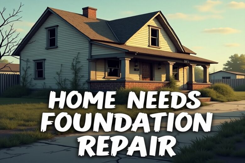 Flux_Dev_A_wornout_suburban_house_with_a_cracked_foundation_ov_1